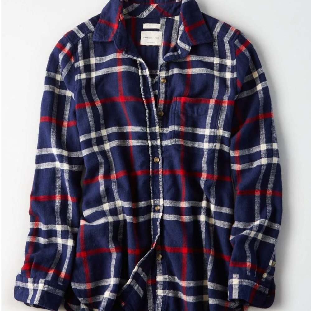 ✨NEW✨ AEO Plaid Flannel Button Up Jacket Shirt